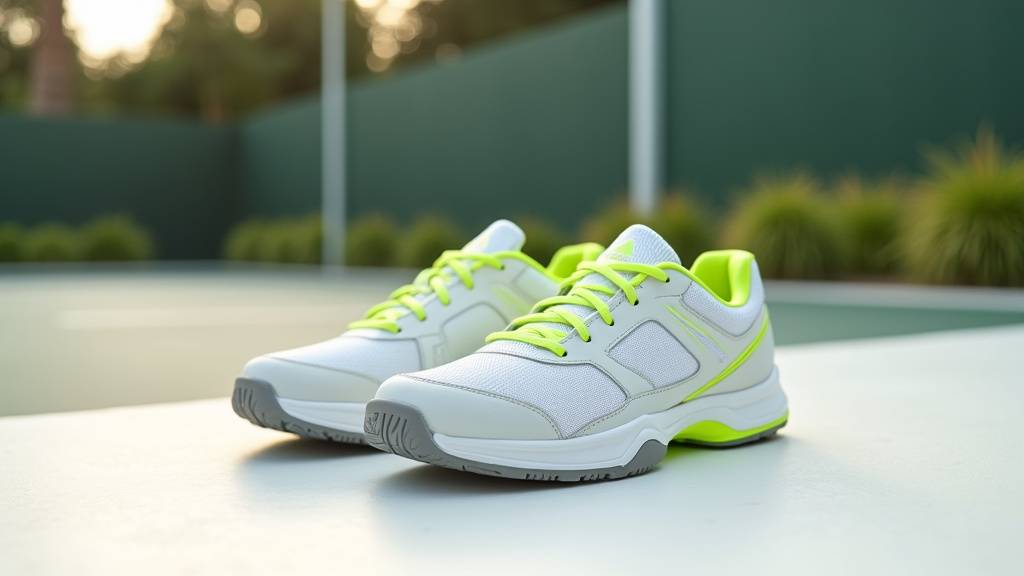Détail d'une chaussure de padel montrant la semelle avec ses différentes zones de frottement