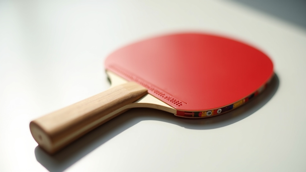 Joueur de tennis de table utilisant différentes raquettes pour comparer leur performance
