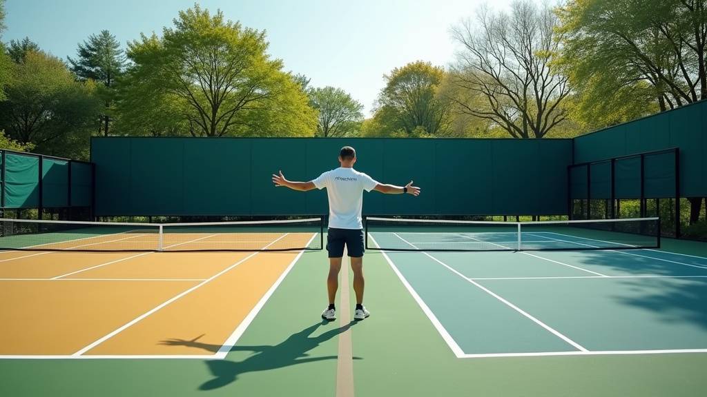 Joueurs de padel en action sur un terrain avec murs en verre