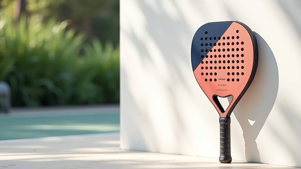 Joueur testant différentes raquettes de padel dans un magasin