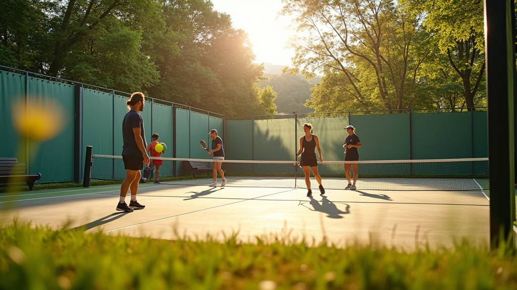 Groupe de joueurs de padel en train de s'amuser sur un terrain extérieur