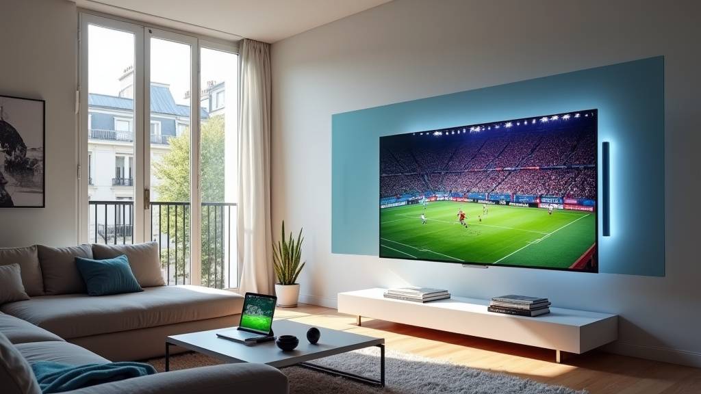 Écran de télévision diffusant un match sportif en direct